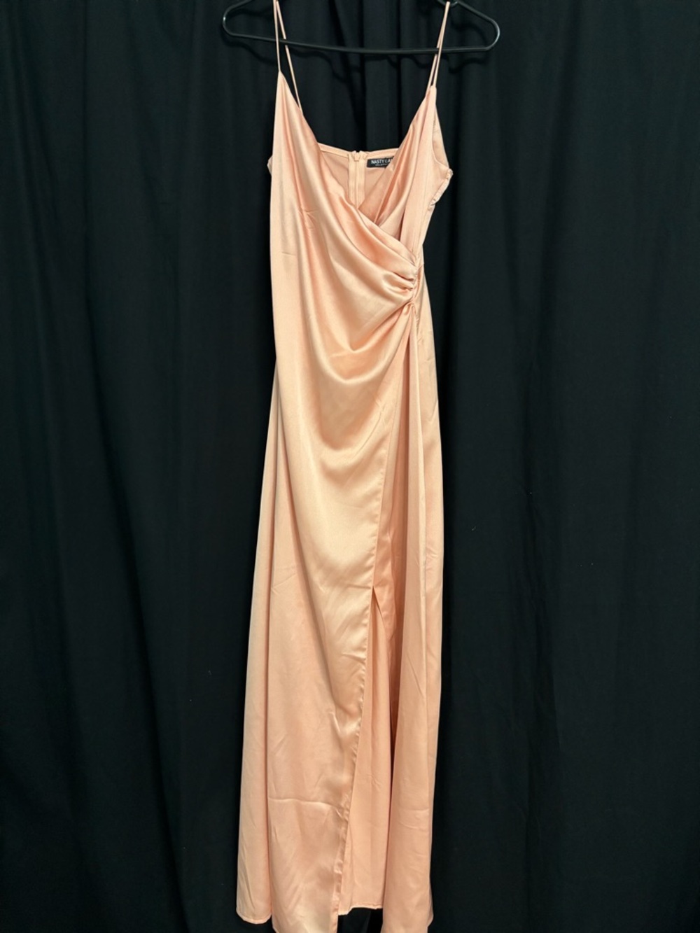 Nasty Gal Peach Satin Slip Maxi Dress
